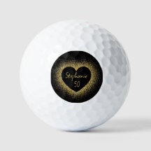 50:e födelsedagen Dam Golfer Black Guld Namn Elega