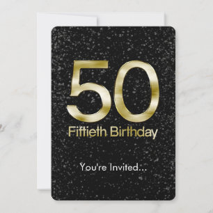 50:e födelsedagen, Elegant Black Guld Glam Inbjudningar
