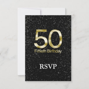 50:e födelsedagen, Elegant Black Guld Glam OSA Kort