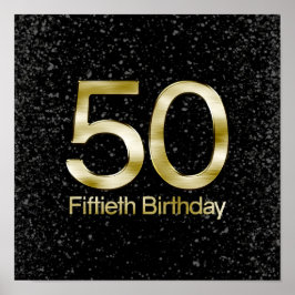50:e födelsedagen, Elegant Black Guld Glam Poster