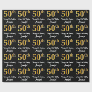 50:e födelsedagen: Elegant Luxurious Faux Guld lo Presentpapper