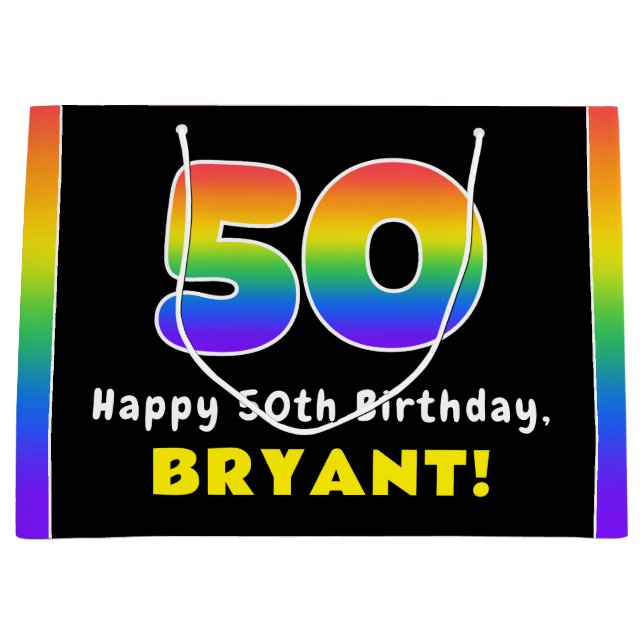 50:e födelsedagen: Färgfullt regnbåge nr 50, anpas (Framsidan)