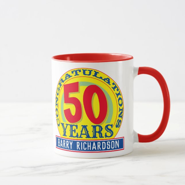50:e födelsedagen firande 50 år med Namn Mugg (Höger)