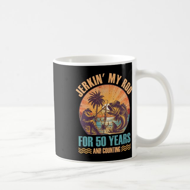 50:e födelsedagen för fiskaren Jerkin, min rod 50  Kaffemugg (Höger)