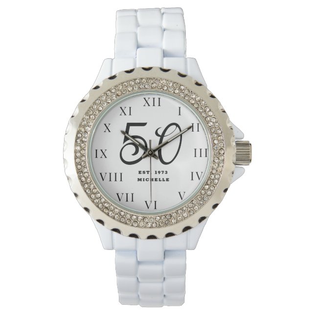 50:e födelsedagen för hennes femtio svarta Elegant Armbandsur (Framsida)