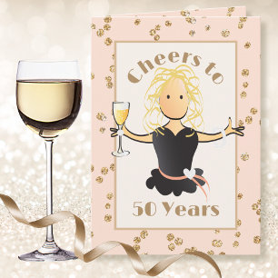 50:e födelsedagen för hennes Glitter Blonde Roligt Kort