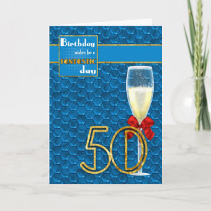 50:e födelsedagen - Geometric Birthday Card Champa Kort