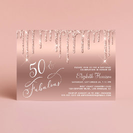 50:e födelsedagen Glitter Ro Guld Inbjudningar