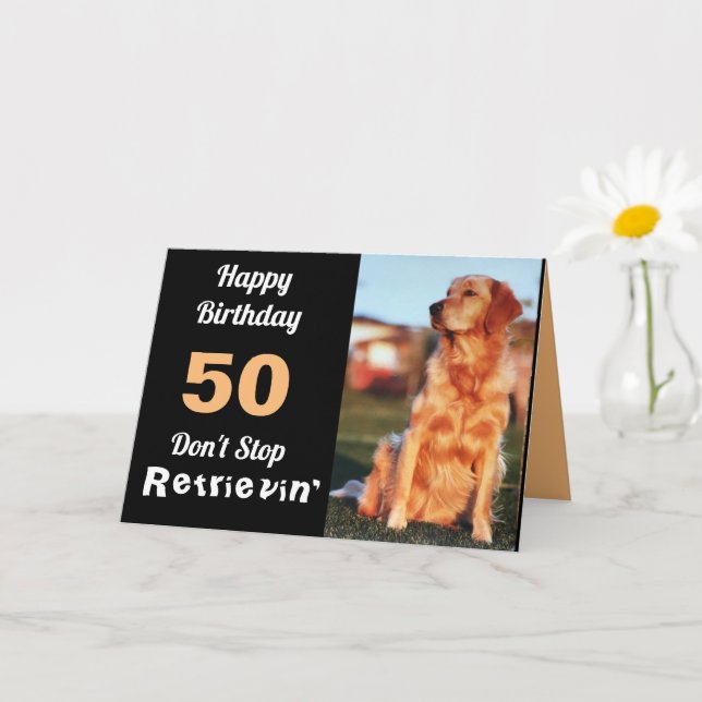 50:e födelsedagen Golden Retriever Cute Funny Kort (Liten växt)