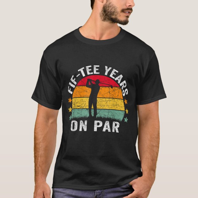 50:e födelsedagen Golf Pun Retro Sunset 50 år T Shirt (Framsida)