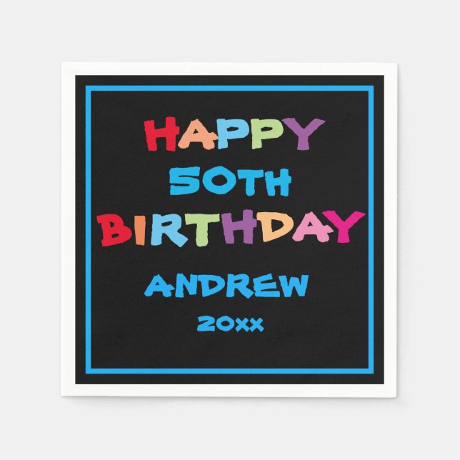 50:e födelsedagen Grattis på födelsedagen Anpassni Pappersservett (Framsidan)