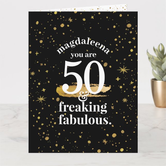50:e födelsedagen Guld Black Freaking Fabulous Jum Kort (Liten växt)