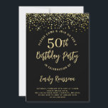 50:e födelsedagen Guld Glitter Confetti Black Inbjudningar<br><div class="desc">Denna milstolpe tillfälle kräver ett party-inbjudan med guld glitter och konfektion. Ett dynamiskt fet 50:e födelsedagsfest inbjudan med guld glitter konetti svart. Sparka och berömmande,  med ett skript i stil i penseln i kontrast till ett rent sans serif-typsnitt.</div>