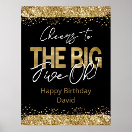 50:e födelsedagen Guld och Black Big Five-Oh Poster