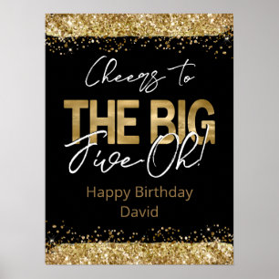 50:e födelsedagen Guld och Black Big Five-Oh Poster