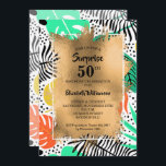 50:e födelsedagen Guld och modern tropisk Inbjudningar<br><div class="desc">Färgfull tropisk växt som tryckts i mönster överlagrad med guld faux-folie,  och din 50:e födelsedagsfest i chic-skrift är underbar för ANY AGE-födelsedag. SAMORDNA objekt som finns i vår butik.</div>