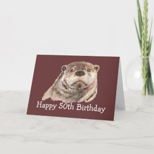 50:e födelsedagen Humor med Cute Watercolor Otter Kort
