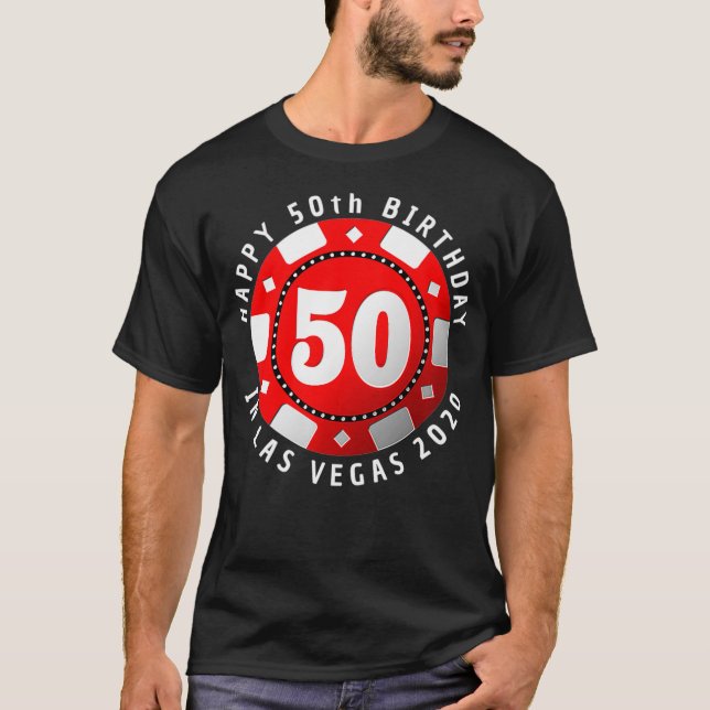50:e födelsedagen i Las Vegas 2020 Poker Chip Prem T Shirt (Framsida)