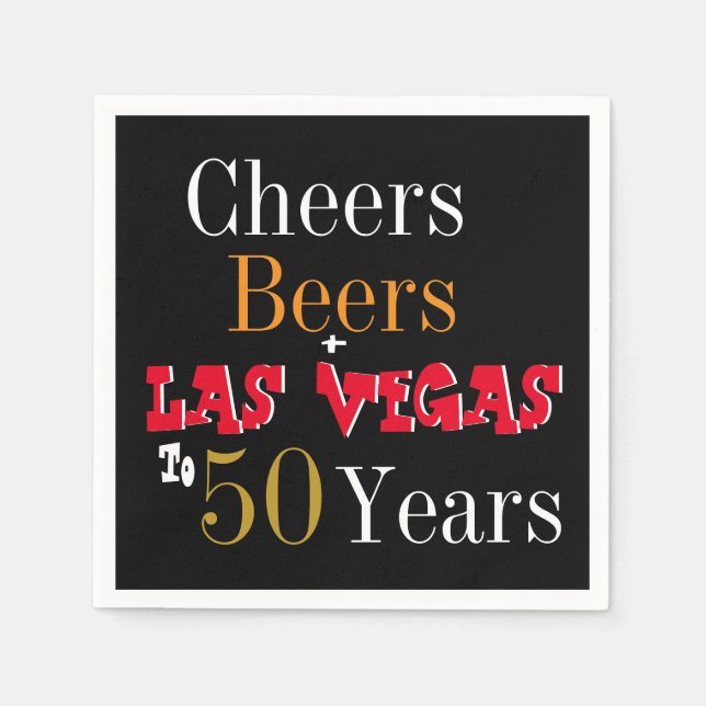 50:e födelsedagen Las Vegas Cheers och Öl Party Pappersservett (Framsidan)