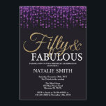 50:e födelsedagen Lila och Guld Glitter Inbjudningar<br><div class="desc">50:e födelsedagsinbjudan. Femtio och Fabulous. Svart Lila och Guld Glitter. Vuxens Födelsedagsfest. För manar eller Kvinnor.
Om du vill göra ytterligare anpassningar klickar du på knappen Anpassa och användor verktygen som är utformat för att ändra mallen.</div>