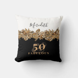 50:e födelsedagen: Luxury Golden Flowers Elegant C Kudde
