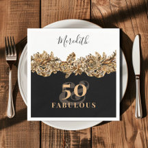50:e födelsedagen: Luxury Golden Flowers Elegant C