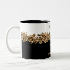 50:e födelsedagen: Luxury Golden Flowers Elegant C Två-Tonad Mugg