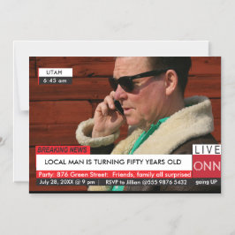 50:e födelsedagen Manar Funny News TV Magnetisk Inbjudningskort