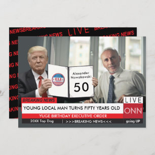 50:e födelsedagen 🎙️ Manar Funny Trump TV-nyhetsk Inbjudningar