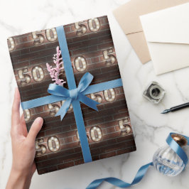 50:e födelsedagen Marquee Ljus på Brick Presentpapper