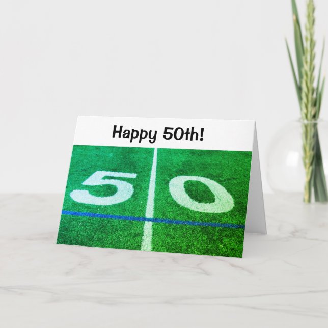 50:e födelsedagen med 50-bänkars fotboll i fält kort (Framsida)