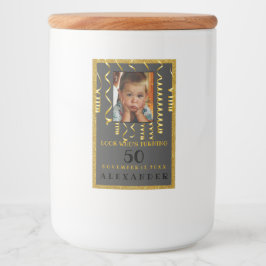 50:e födelsedagen med Photo Guld Glitter-utseende Mat Etikett