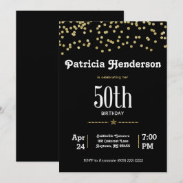 50:e födelsedagen med skärande Guld Inbjudningar