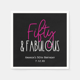 50:e födelsedagen med svart Anpassningsbar Pappersservett