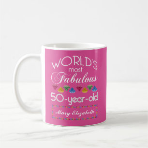 50:e födelsedagen Mest Fabulösa gram Rosa av hal Kaffemugg