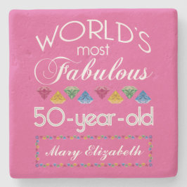 50:e födelsedagen Mest Fabulösa gram Rosa av hallo Stenunderlägg