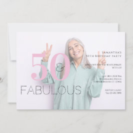 50:e födelsedagen Modern Rosa Photo 50 Fabulous Pa Inbjudningar