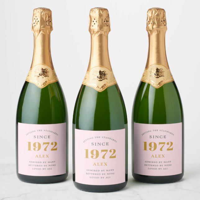 50:e födelsedagen Namn 1972 Rosa Grått Elegant Chi (Flaskor)