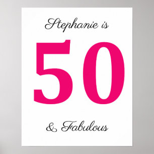 50:e födelsedagen Namn Fuchsia-Rosan 50 och Fabulo Poster