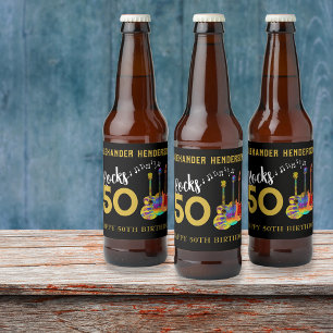 50:e födelsedagen Namn Guitars Music Sten 50 Ölflaska Etikett