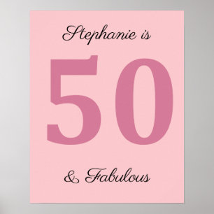 50:e födelsedagen Namn Rosa 50- och Fabulous Class Poster