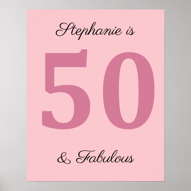 50:e födelsedagen Namn Rosa 50- och Fabulous Class Poster (Framsidan)