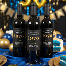50:e födelsedagen Namn Year Black Guld Elegant Chi Vinflaska Etikett