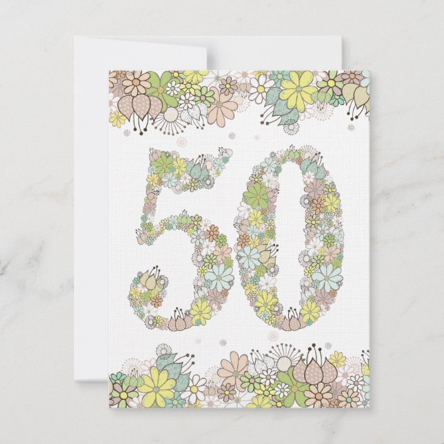 50:e födelsedagen: Naturliga blommor Dam Foto Inbj Inbjudningar (Framsida)