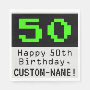50:e födelsedagen - Nerdy/Geeky Stil "50" & Namn Pappersservett