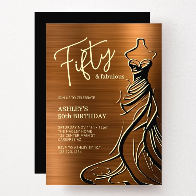 50:e födelsedagen och Fabulous Dress Copper Inbjudningar (Skapare uppladdad)