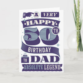 50:e födelsedagen Pappa Retro Hipster Typography L Kort