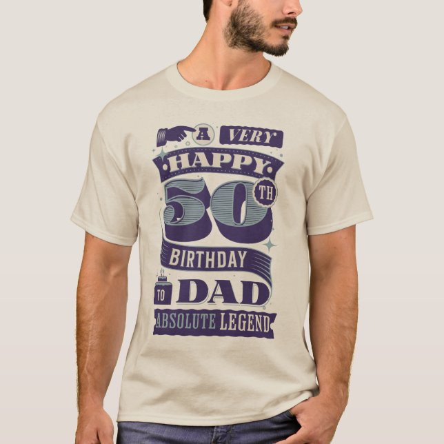 50:e födelsedagen Pappa Retro Hipster Typography L T Shirt (Framsida)