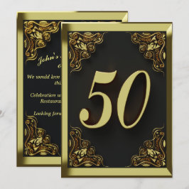 50:e födelsedagen Regal Guld Hälsning eller Inbjudningar