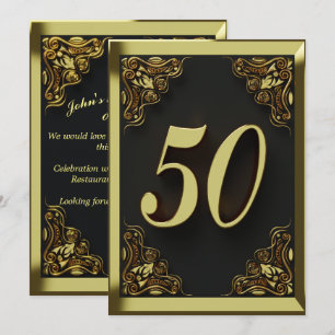 50:e födelsedagen Regal Guld Hälsning eller Inbjudningar